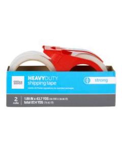 Office Depot Brand Heavy-Duty Shipping Packing Tape With Dispenser, 1.89in x 43.7 Yd., Clear, Pack Of 2