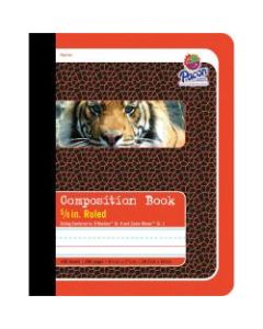 Pacon Primary Journal Dotted Midline Comp Book - 100 Sheets - 0.63in Ruled - 7 1/2in x 9 3/4in - White Paper - Red Cover - 1Each