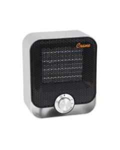 Crane Ceramic 1,200-Watt Personal Heater, 8 1/2inH x 7inW x 5 1/2inD, Black