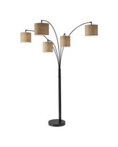 Adesso Trinity 5-Arm Arc Lamp, 82inH, Beige Shade/Antique Bronze Base