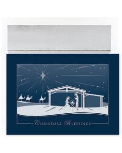 Great Papers! Holiday Greeting Cards With Envelopes, 7 7/8in x 5 5/8in, Silver Nativity, Pack Of 16