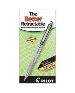 Pilot Better Retractable Ballpoint Pens, Medium Point, 1.0 mm, Translucent Black Barrel, Black Ink, Pack Of 12 Pens