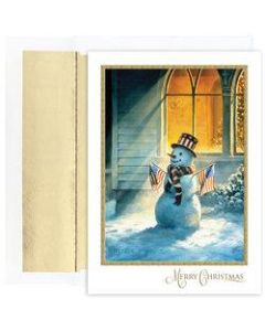 Great Papers! Holiday Greeting Cards With Envelopes, 5 5/8in x 7 7/8in, Patriotic Snowman, Pack Of 18