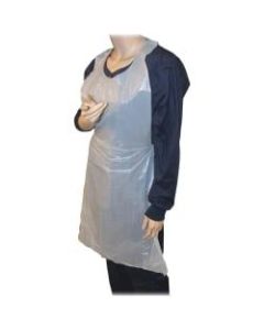 Genuine Joe 50in Disposable Poly Apron - Polyethylene - For Food Service, Industrial - White - 100 / Pack