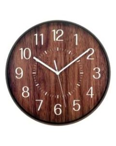 Realspace Round Wall Clock, 12in, Woodgrain
