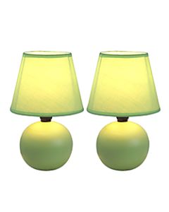 Simple Designs Mini Globe Table Lamps, 8 7/8inH, Green Shade/Green Base, Set Of 2
