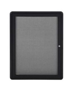 Ghent 1-Door Ovation Enclosed Fabric Tackboard, 34in x 24in, Aluminum Frame With Black Finish