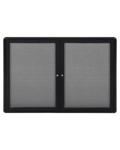 Ghent 2-Door Ovation Enclosed Fabric Tackboard, 34in x 47in, Aluminum Frame With Black Finish
