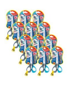 Maped Sensoft Left-Handed Scissors With Flexible Handles, 5in, Blunt, Blue/Gray, Pack Of 12