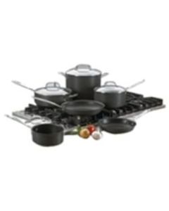 Cuisinart Chefs Classic Quantantanium Nonstick Hard Anodized 10-Piece Cookware Set With Tempered Glass Covers, Black