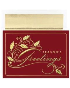 Great Papers! Holiday Greeting Cards With Envelopes, 7 7/8in x 5 5/8in, Seasons Greetings Holly, Pack Of 16