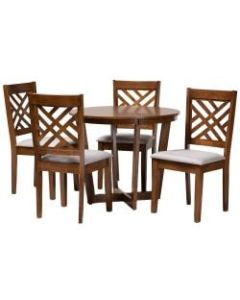 Baxton Studio Alena Dining Set, 29-15/16inH x 35-7/16inW x 35-7/16inD, Gray/Walnut