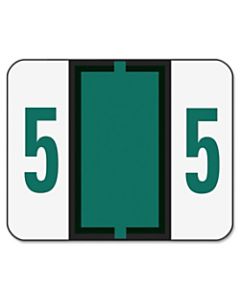 Smead BCCRN Bar-Style Permanent Numerical Labels, 5, Dark Green, Roll Of 500