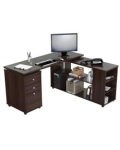 Inval L-Shaped Computer Workstation, Espresso-Wengue