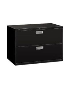 HON Brigade 600 42inW Lateral 2-Drawer File Cabinet, Metal, Black