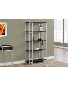 Monarch Specialties 4-Shelf Contemporary Metal Bookcase, Cappuccino/Silver