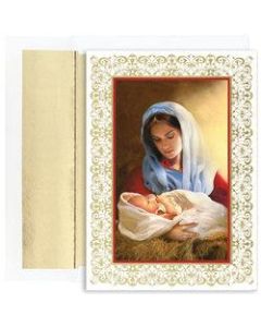 Great Papers! Holiday Greeting Cards With Envelopes, 7 7/8in x 5 5/8in, Madonna And Child, Pack Of 16