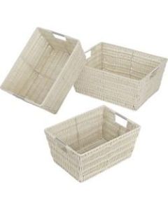 Whitmor Set of 3 Rattique Baskets, Java - External Dimensions: 14.8in Length x 11.5in Width x 6.5in Height - Latte - For Toy, Clothes, Linen, Bathroom Essential, School Supplies, Magazine, CD, Storage, DVD, Book - 3 / Set