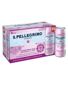 Nestle S.Pellegrino Essenza Flavored Mineral Water, Dark Morello Cherry & Pomegranate, 11.15 Oz, Pack Of 8 Cans