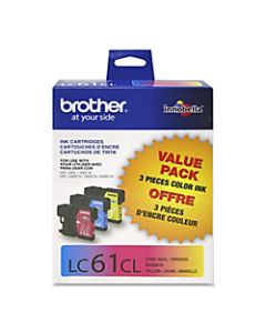 Brother LC61CMY Tricolor Ink Cartridges, Pack Of 3