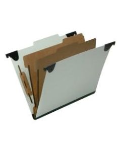 SKILCRAFT 6 Section 2/5 ROC Tab Hanging Folders - 1in Folder Capacity - Letter - 8 1/2in x 11in Sheet Size - 2/5 Tab Cut - Top Tab Position - 2 Divider(s) - 25 pt. Folder Thickness - Pressboard, Kraft, Fiber - Light Green - Recycled - 10 / Box