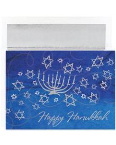 Great Papers! Holiday Greeting Cards With Envelopes, 7 7/8in x 5 5/8in, Menorah And Stars, Pack Of 18