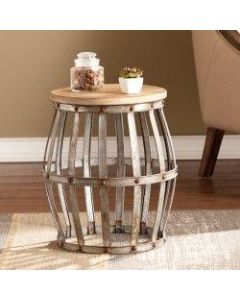 Southern Enterprises Mencino Accent Table, Round, Antique Silver/Weathered Fir