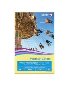 Xerox Vitality Colors Multi-Use Printer Paper, Ledger Size (11in x 17in), 20 Lb, 30% Recycled, Yellow, Ream Of 500 Sheets