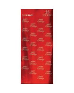 Great Papers! Holiday Foil Seals, 1in, Red/Silver, Happy Holidays, Pack Of 50
