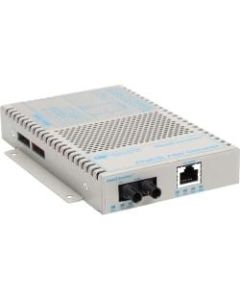 OmniConverter SL 10/100 PoE Ethernet Fiber Media Converter Switch RJ45 ST Multimode 5km Wide Temp - 1 x 10/100BASE-TX; 1 x 100BASE-FX; US AC Powered; Lifetime Warranty