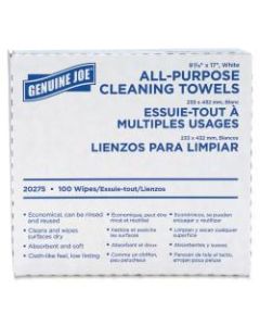 Genuine Joe All-Purpose Cleaning Towels - 17in x 9.50in - White - Fabric - Absorbent, Medium Duty, Reusable - For Multipurpose - 100 Per Box - 1000 / Carton