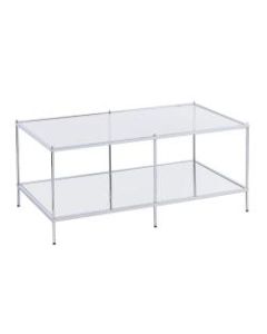Southern Enterprises Knox Glam Mirrored Cocktail Table, Rectangular, Chrome