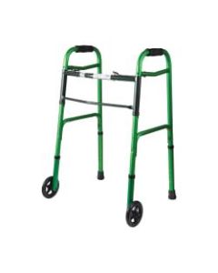 DMI Adjustable Aluminum Folding Walkers With 2-Button Release, 38inH x 25inW x 13inD, Green Ice, Pack Of 2