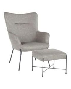 LumiSource Izzy Industrial Lounge Chair And Ottoman Set, Black/Gray