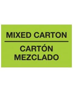 Tape Logic Bilingual Labels, DL1319, Mixed Carton - Carton Mezclado, 3in x 5in, Fluorescent Green, Roll Of 500