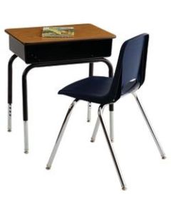 ECR4Kids Adjustable Height Open Front Desk, 24inW x 18inD, Oak, Pack Of 2