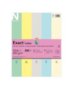 Exact Index Card Stock, 8 1/2in x 11in, 110 Lb, Assorted Colors, Pack Of 250 Sheets