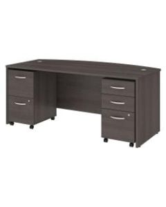 Bush Business Furniture Studio C Bow Front Desk with Mobile File Cabinets, 72inW x 36inD, Storm Gray, Standard Delivery