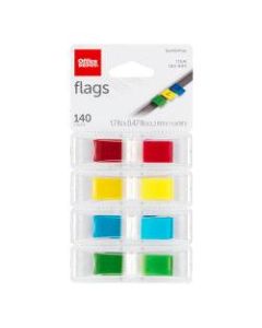 Office Depot Brand Self-Stick Flags, 1/2in x 1 7/10in, Assorted Colors, 35 Flags Per Pad, Pack Of 4 Pads