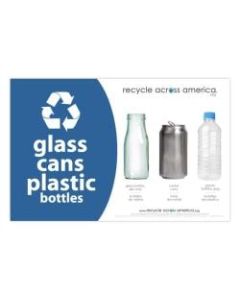Recycle Across America Glass, GCP-5585, Cans And Plastics Standardized Recycling Label, 5 1/2in x 8 1/2in, Blue