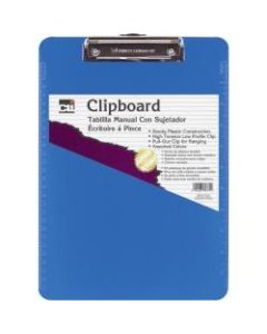 CLI Rubber Grip Plastic Clipboards - 8 1/2in x 11in - Low-profile - Plastic - Neon Blue - 1 Each