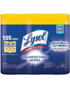 Lysol Disinfecting Wipes, 7in x 7-1/4in, Lemon Scent, 35 Wipes Per Canister, Carton Of 12 Canisters