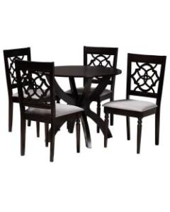 Baxton Studio Tonia Dining Set, 29-15/16inH x 35-7/16inW x 35-7/16inD, Gray/Dark Brown