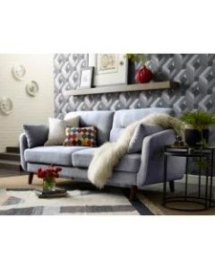 Elle Decor Chloe Mid-Century Modern Loveseat, Light Gray/Chestnut