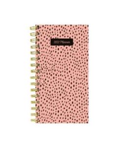 TF Publishing Small Weekly/Monthly Planner, 3-1/2in x 6-1/2in, Pink Dots, January To December 2022
