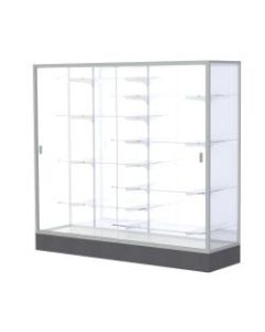 Waddell Colossus 8-Shelf Floor Display Case, 66inH x 72inW x 20inD, White Back/Satin Finish