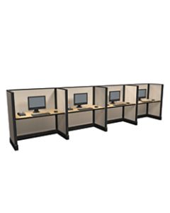 Cube Solutions Commercial-Grade Mid-Height Call-Center Cubicle, Includes Integrated Power, Line of 4