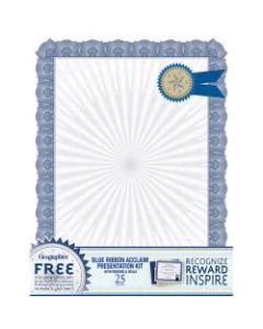 Geographics Certificates, 8-1/2in x 11in, Blue Ribbon Acclaim, Pack Of 25