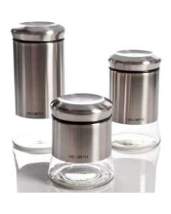 Mr. Coffee Gear 3 Piece Glass Canister Set, Stainless Steel - - Glass Bottom, Stainless Steel Body - Silver - 1 Piece(s) Pieces per Serving(s)