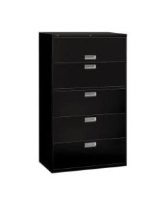 HON Brigade 600 42inW Lateral 5-Drawer File Cabinet, Metal, Black